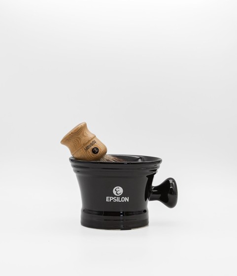 Ceramic Shaving Bowl with Black Epsilon Handle