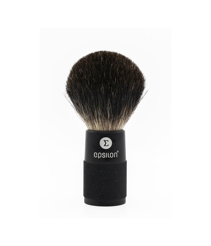 Epsilon Black Badger Shaving Brush Metallic Black Handle 52/22mm
