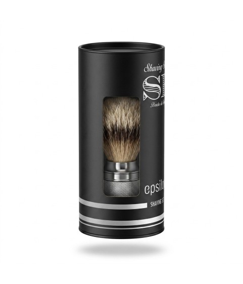 Epsilon Chrome Metallic Handle Shaving Brush Synthetic Hair 50/24mm