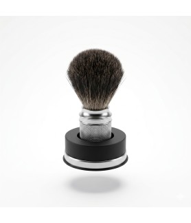 Epsilon Chrome Metallic Handle Shaving Brush Black Badger 54/24mm