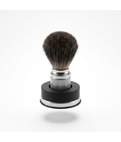 Epsilon Chrome Metallic Handle Shaving Brush Black Badger 54/24mm